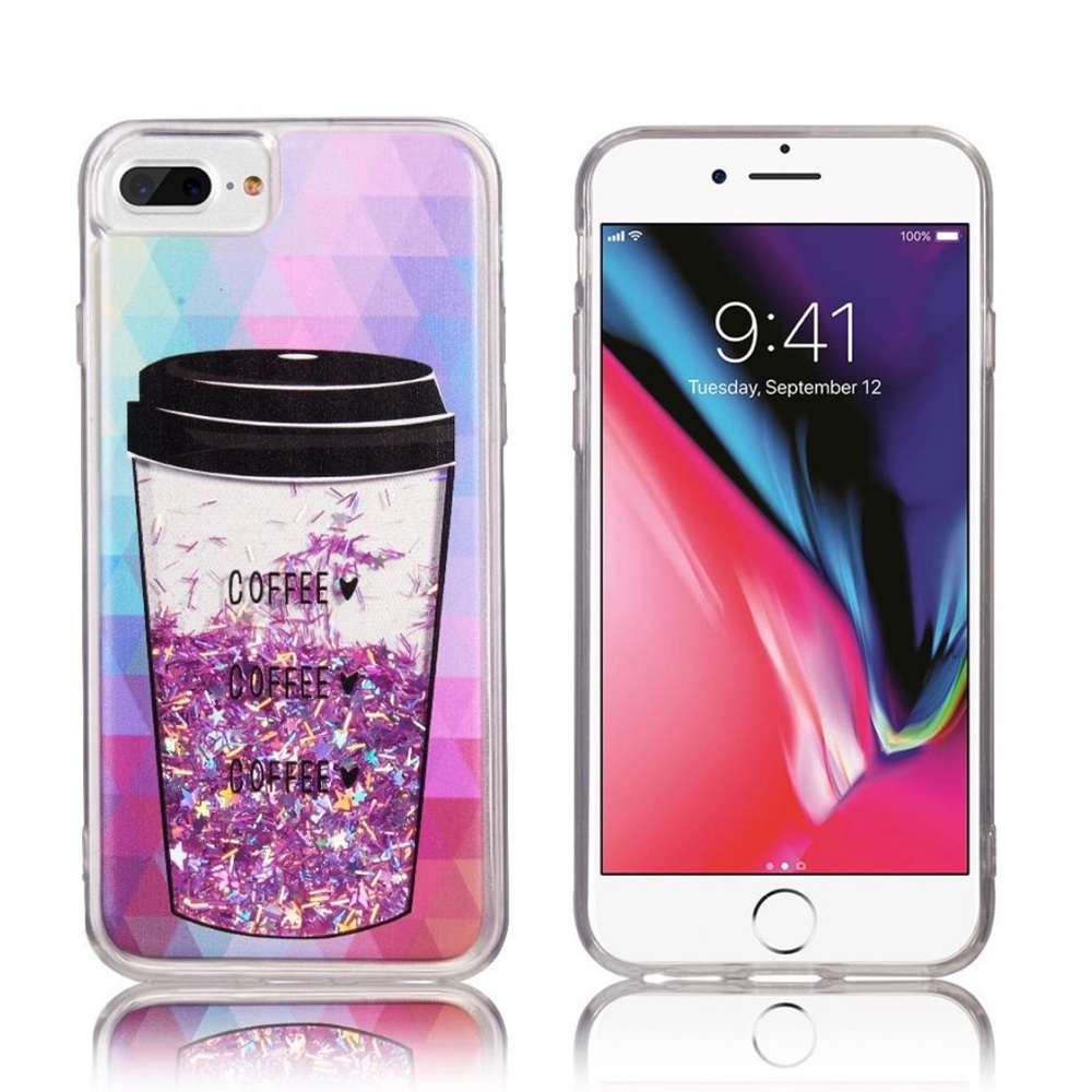 Pink Coffee Glitter Case for iPhone 7/8 PLUS